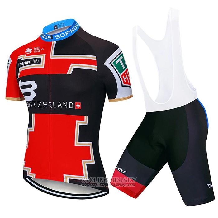 2020 Cycling Jersey Switzerland Red Black Blue Short Sleeve And Bib Short